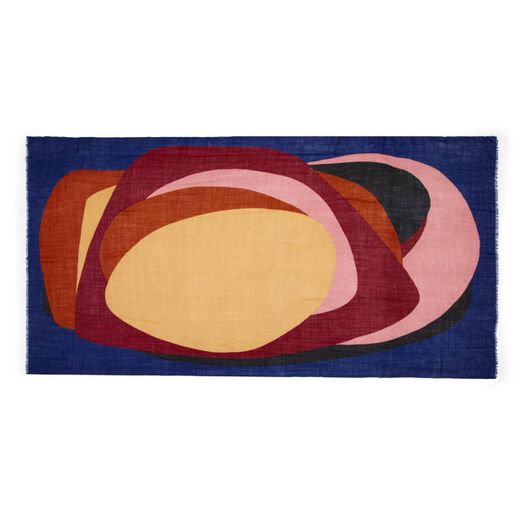 blue and yellow wool patterned scarf